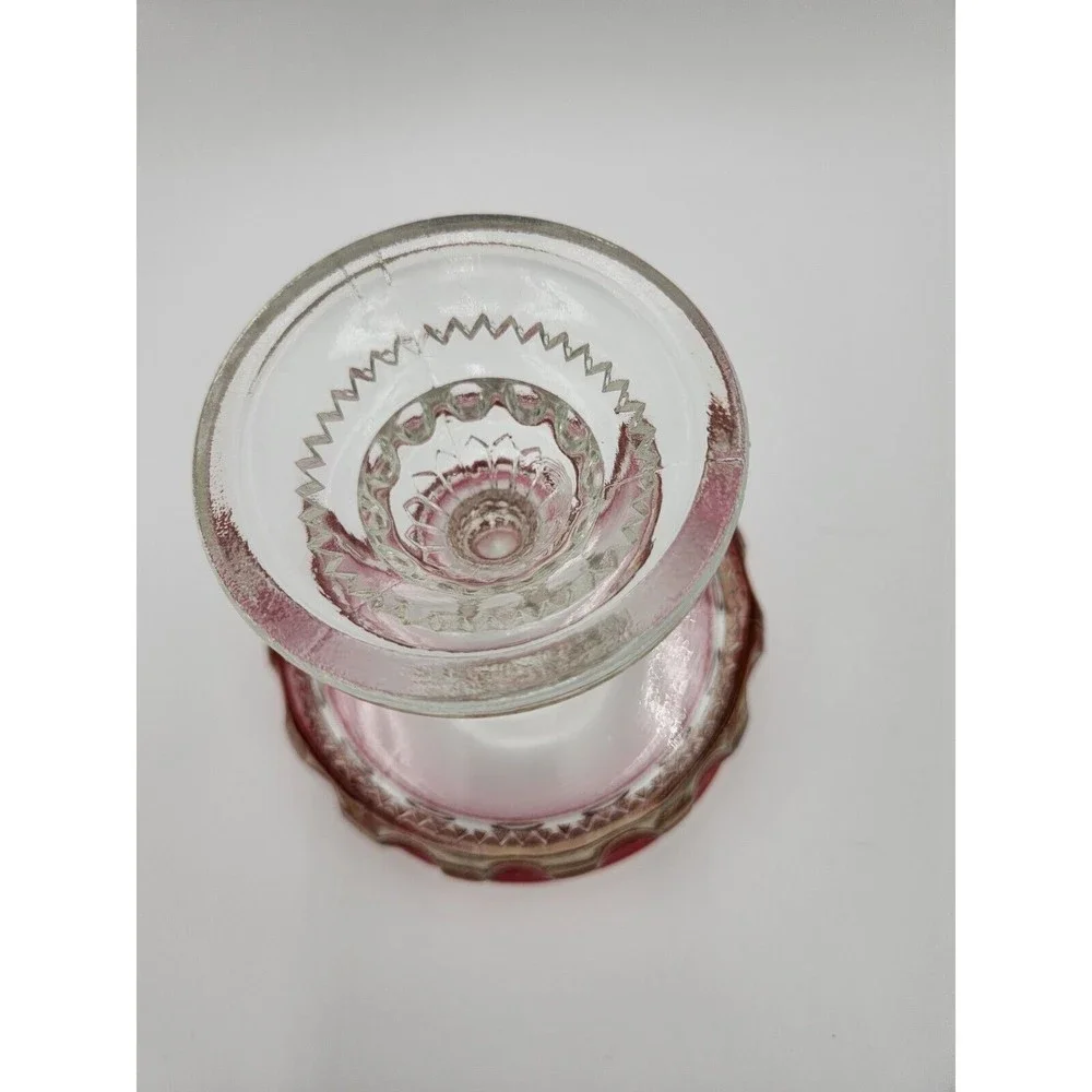 Vintage Kings Crown Thumbprint Compote Pedestal Bowl Candy Dish ruby red flashed